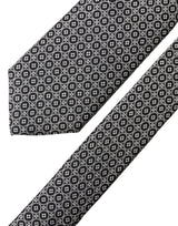 Dolce & Gabbana Black White Patterned Silk Adjustable Men Necktie Tie