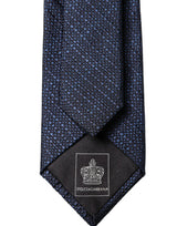 Dolce & Gabbana Navy Blue Textured Silk Adjustable Men Tied Necktie Tie