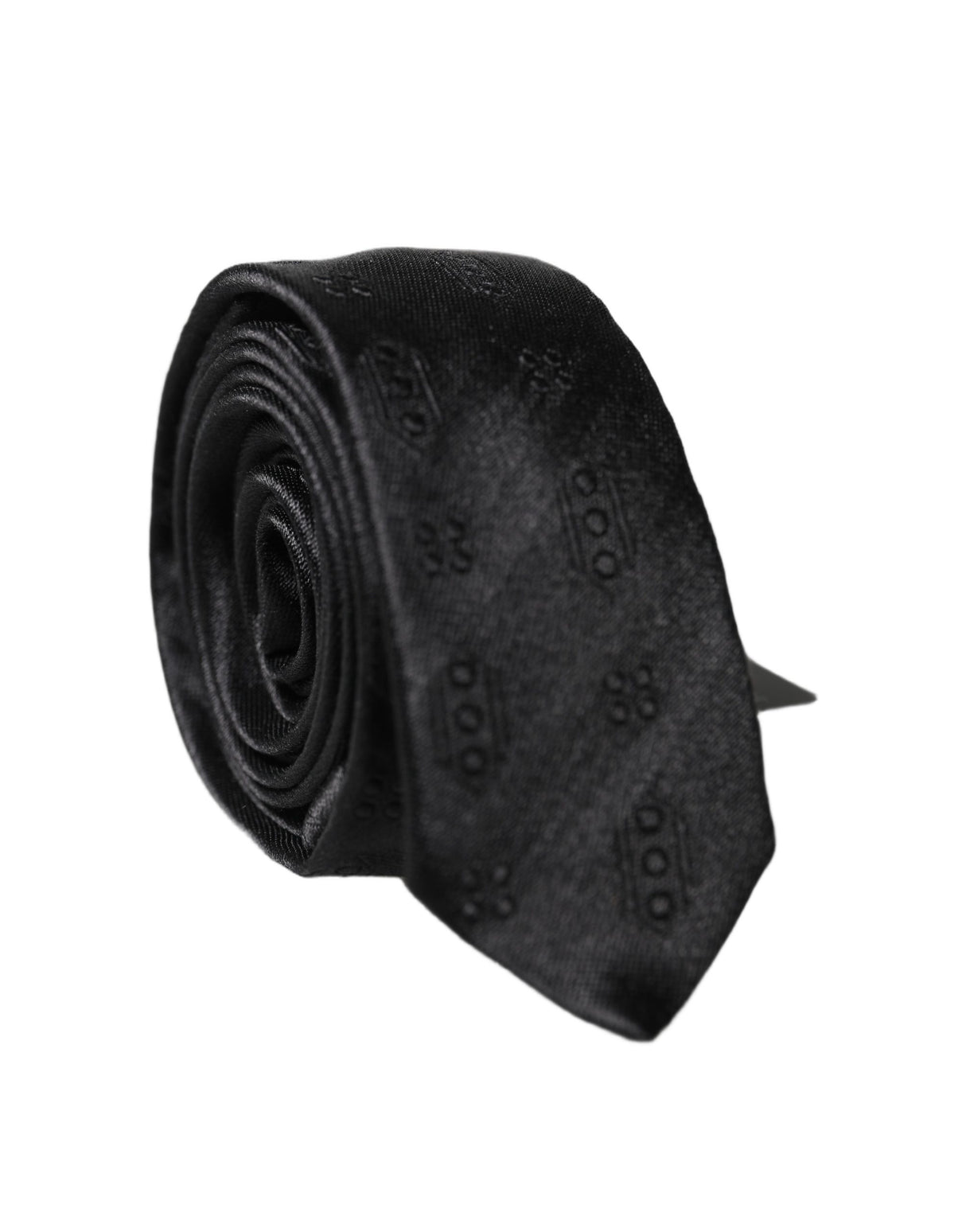 Dolce & Gabbana Black Patterned 100% Silk Adjustable Men Necktie Tie