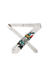 Dolce & Gabbana White Tattoo Floral Silk Adjustable Men Tied Necktie Tie