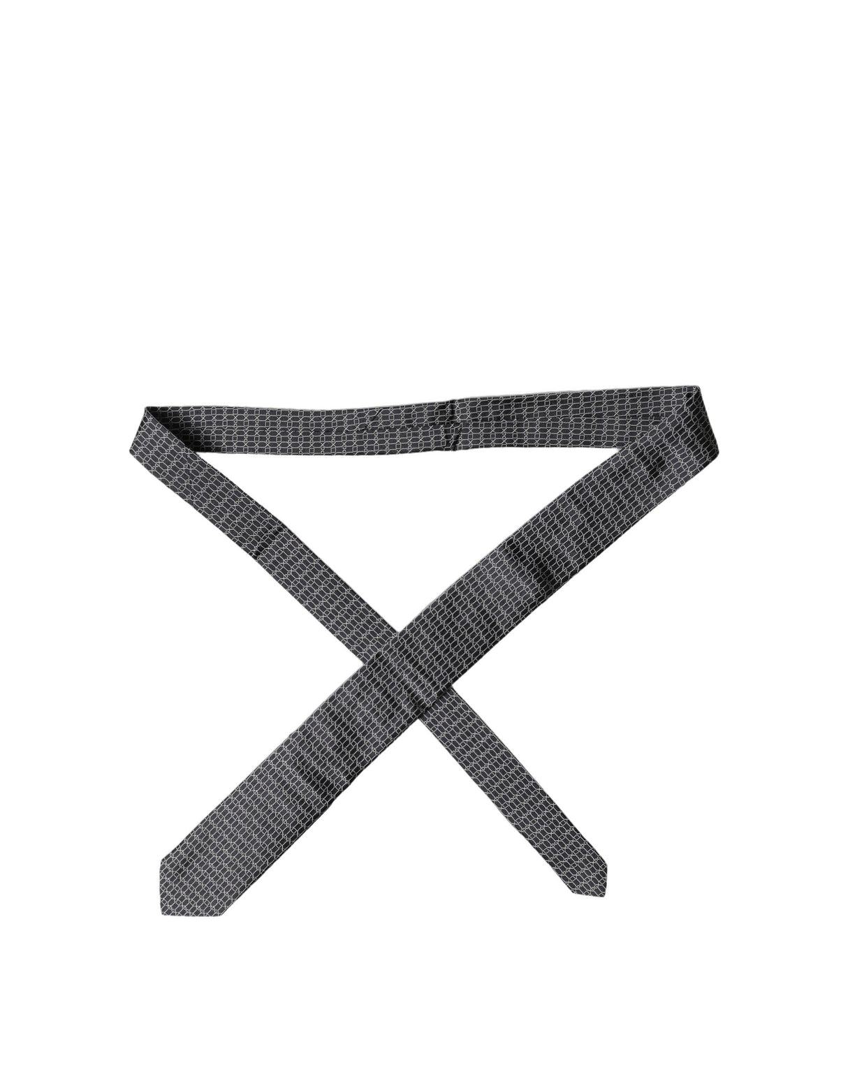 Dolce & Gabbana Black Geometric DG Silk Adjustable Men Tied Necktie Tie