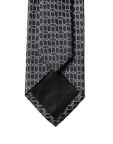 Dolce & Gabbana Black Geometric DG Silk Adjustable Men Tied Necktie Tie