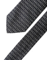 Dolce & Gabbana Black Geometric DG Silk Adjustable Men Tied Necktie Tie