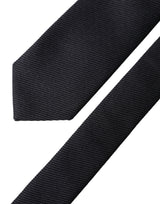 Dolce & Gabbana Black Solid 100% Silk Adjustable Men Tied Necktie Tie