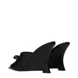 Versace Black Leather Wedge Sandals