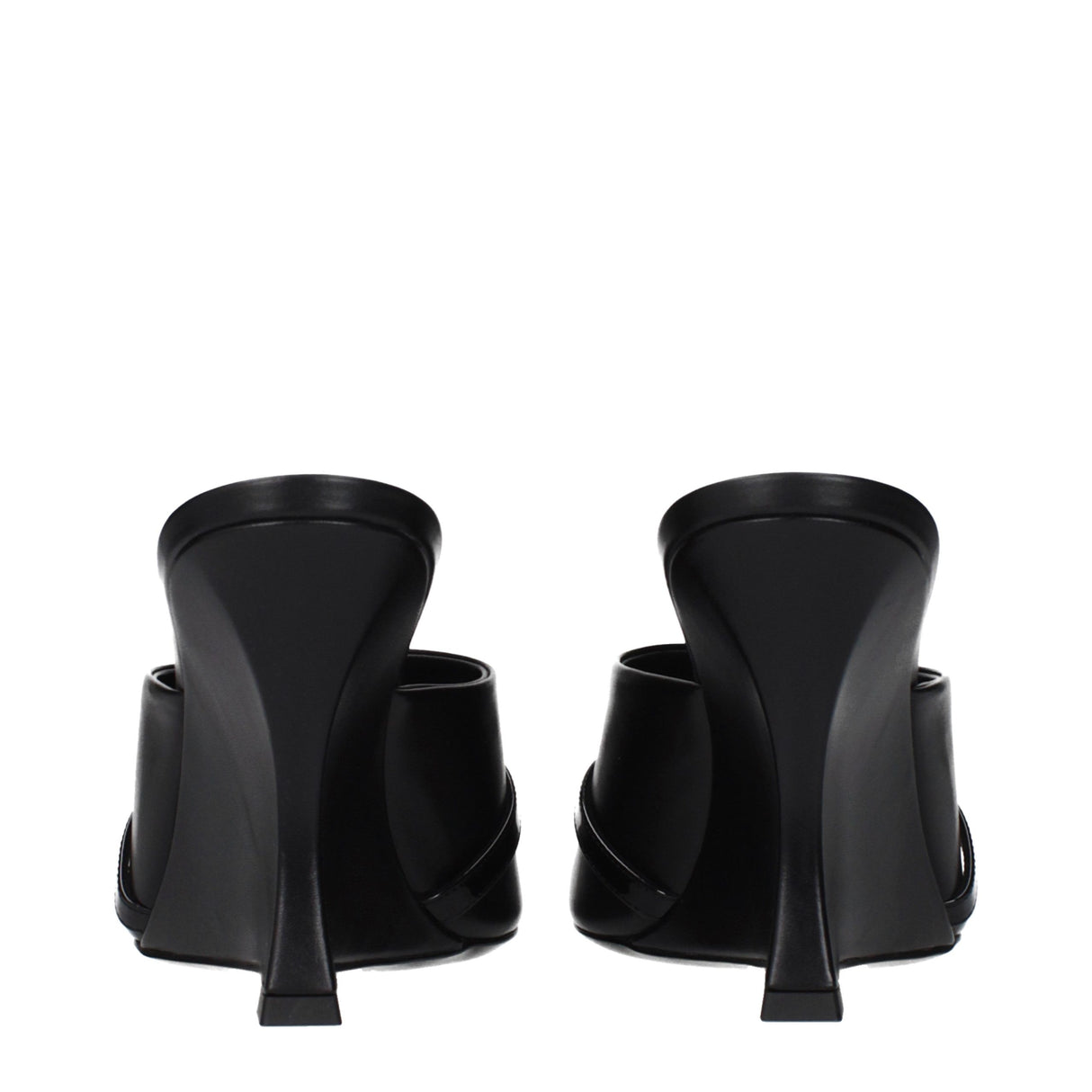 Versace Black Leather Wedge Sandals