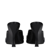 Versace Black Leather Wedge Sandals