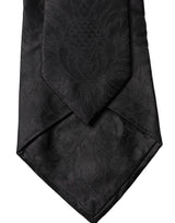 Dolce & Gabbana Black Paisley Woven Silk Adjustable Women Necktie Tie