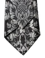 Dolce & Gabbana Black Silver Floral Silk Adjustable Women Necktie Tie