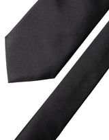Dolce & Gabbana Black Satin 100% Silk Adjustable Women Tied Necktie Tie