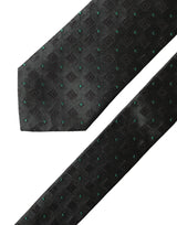 Dolce & Gabbana Black Geometric Silk Adjustable Men Tied Necktie Tie