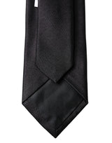 Dolce & Gabbana Black Solid Silk Satin Wide Adjustable Men Necktie Tie
