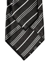 Dolce & Gabbana Black White Stripes Silk Adjustable Women Necktie Tie