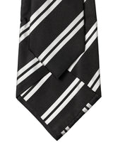 Dolce & Gabbana Black White Stripes Silk Adjustable Women Necktie Tie