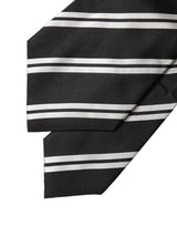 Dolce & Gabbana Black White Stripes Silk Adjustable Women Necktie Tie