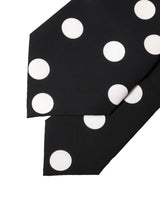 Dolce & Gabbana Black White Polka Dot Silk Adjustable Women Necktie Tie