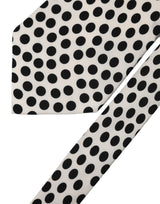 Dolce & Gabbana White Black Polka Dot Silk Adjustable Women Necktie Tie