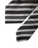 Dolce & Gabbana Black White Stripes Silk Adjustable Women Necktie Tie