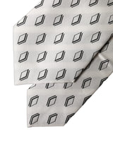 Dolce & Gabbana White Patterned Silk Adjustable Women Tied Necktie Tie