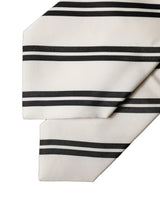 Dolce & Gabbana White Black Stripes Silk Adjustable Women Necktie Tie