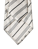 Dolce & Gabbana White Black Stripes Silk Adjustable Women Necktie Tie