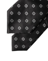 Dolce & Gabbana Black White Geometric Silk Adjustable Women Necktie Tie