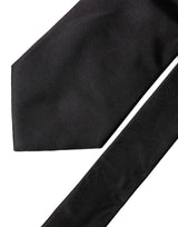 Dolce & Gabbana Black Solid Satin Silk Adjustable Women Necktie Tie