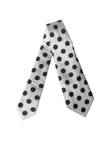 Dolce & Gabbana White Black Polka Dot Silk Adjustable Women Necktie Tie