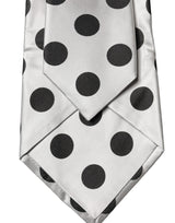 Dolce & Gabbana White Black Polka Dot Silk Adjustable Women Necktie Tie