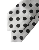 Dolce & Gabbana White Black Polka Dot Silk Adjustable Women Necktie Tie