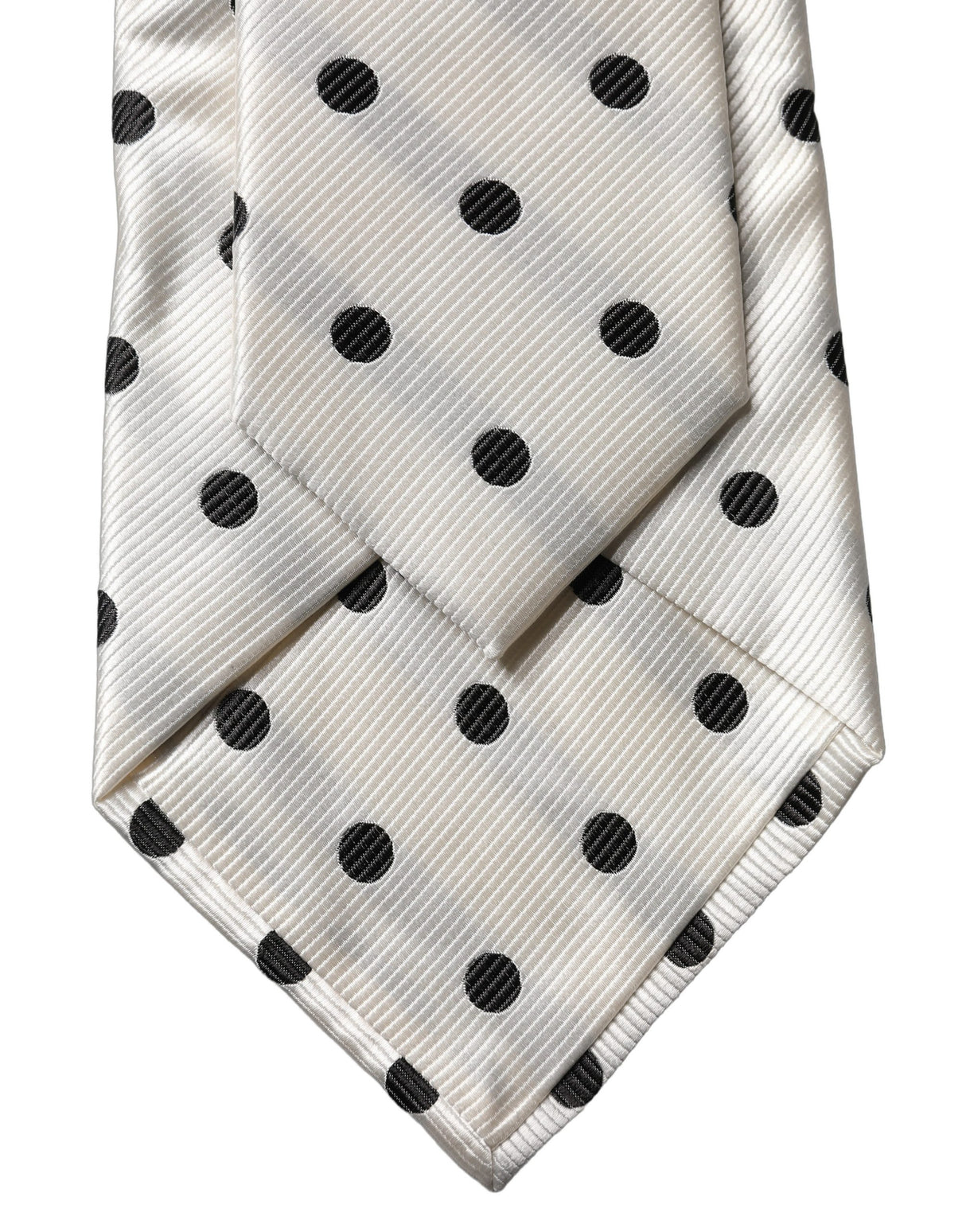 Dolce & Gabbana White Black Polka Dot Silk Adjustable Women Necktie Tie