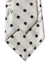Dolce & Gabbana White Black Polka Dot Silk Adjustable Women Necktie Tie