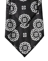 Dolce & Gabbana Black White Floral Silk Adjustable Women Necktie Tie