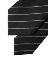 Dolce & Gabbana Black White Stripes Wool Adjustable Women Necktie Tie