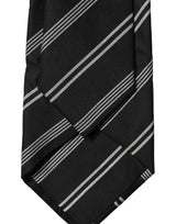 Dolce & Gabbana Black White Stripes Silk Adjustable Women Necktie Tie