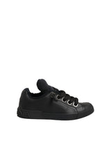 Dolce & Gabbana Black Leather Low Top Portofino Sneakers Shoes