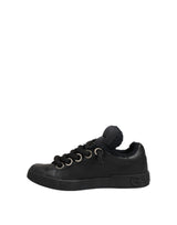 Dolce & Gabbana Black Leather Low Top Portofino Sneakers Shoes