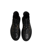 Dolce & Gabbana Black Leather Lace Up Men Ankle Boots Shoes