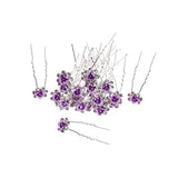 20 Pack Bridal Rose Flower Crystal Hair Pins for Wedding U-Shape Hair Clips Hairpins for Bride Women Hair Accessories Jewelry Barrettes Headwear（Purple）
