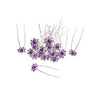 20 Pack Bridal Rose Flower Crystal Hair Pins for Wedding U-Shape Hair Clips Hairpins for Bride Women Hair Accessories Jewelry Barrettes Headwear（Purple）
