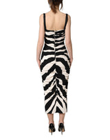 Dolce & Gabbana Black White Zebra Cady Calf Length Dress