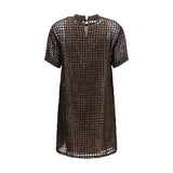 Brunello Cucinelli Brown Silk Cocktail Dress