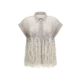 Brunello Cucinelli Beige Silk Shortsleeve Shirt