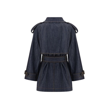 Burberry Blue Cotton Trench Coat