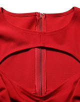Dolce & Gabbana Red Cut Out Bodycon Long Sleeves Sheath Glove Dress