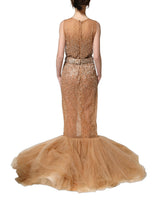 Dolce & Gabbana Brown Crystal Embellished Mermaid Gown Dress