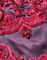 Dolce & Gabbana Purple Silk Crystal Strapless Floor Length Gown Dress