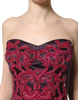 Dolce & Gabbana Purple Silk Crystal Strapless Floor Length Gown Dress