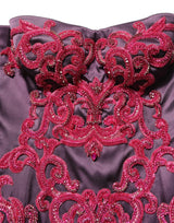 Dolce & Gabbana Purple Silk Crystal Strapless Floor Length Gown Dress