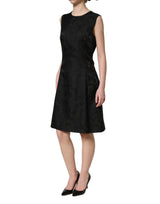 Dolce & Gabbana Black Floral Jacquard Sleeveless A-line Dress